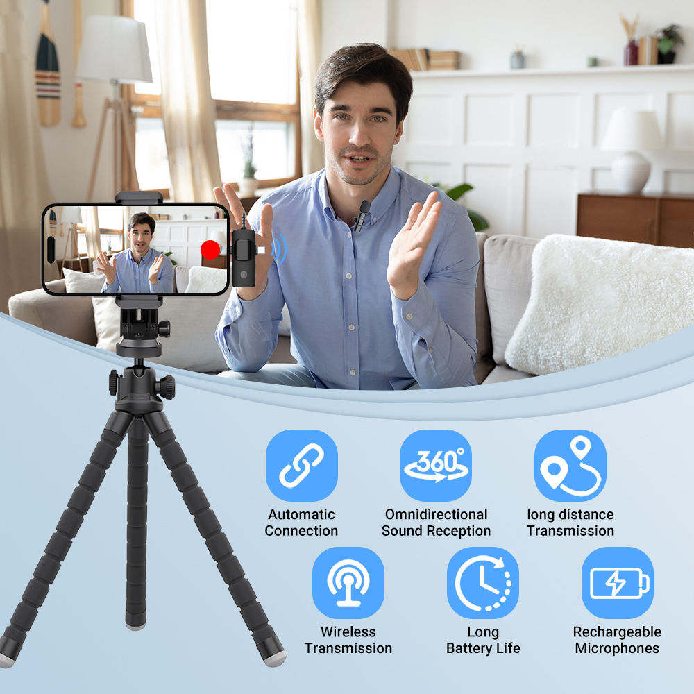 🎤 Microphone de Cravate Sans Fil 3 en 1  – Haute Qualité Audio & Réduction de Bruit